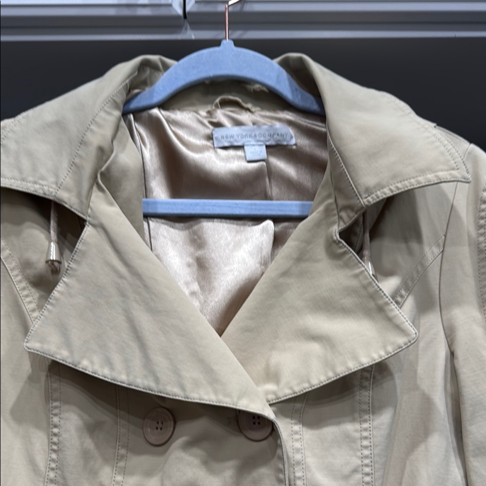 New York & Company Beige Trench Coat - Picture 3 of 12